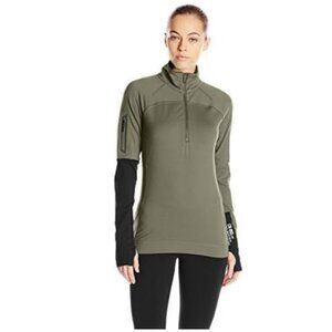 Reebok CrossFit large running 1/4 zip top in Olive green EUC